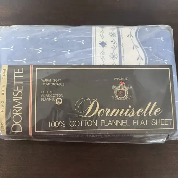 VTG New Dormisette Flannel Full Double Flat Sheets 2 Pillowcases 100% Cotton - Picture 3 of 14